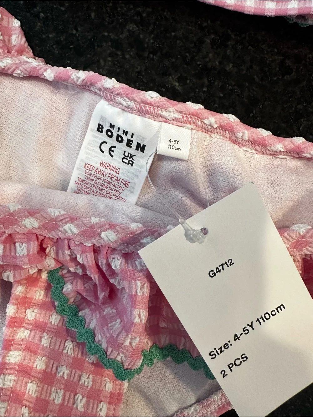 NWT Mini Boden Girls Seersucker Frilly Bikini